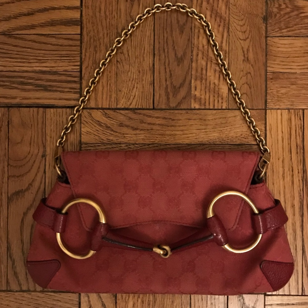 Authentic Gucci Horsebelt Chain Bag in Pink